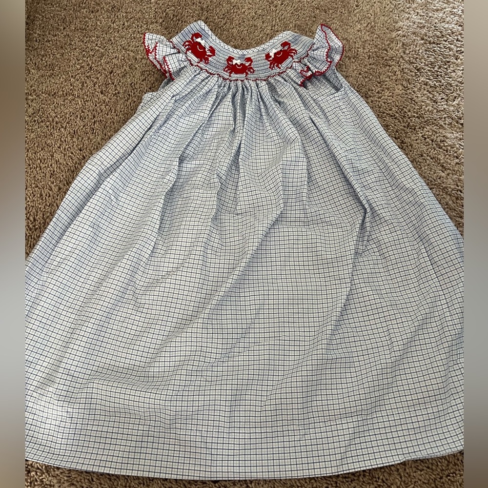Smocked Crab Dress. 4T